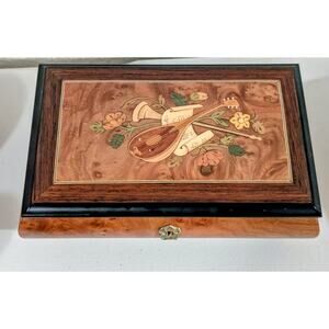 Vtg Reuge Swiss Movement Inlaid Musical Jewelry Box Made in Sorrento Italy